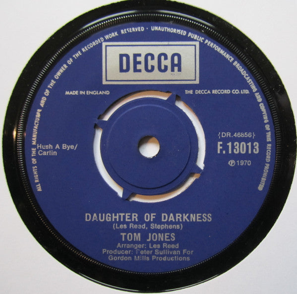 Tom Jones : Daughter Of Darkness / Tupelo Mississippi Flash (7",45 RPM)