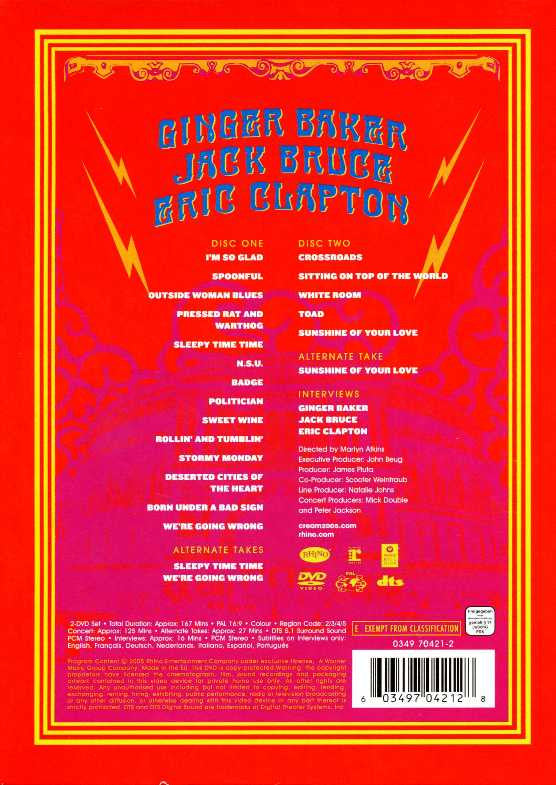 Cream (2) : Royal Albert Hall - London - May 2-3-5-6 05 (DVD-Video,Copy Protected,Multichannel,PAL)
