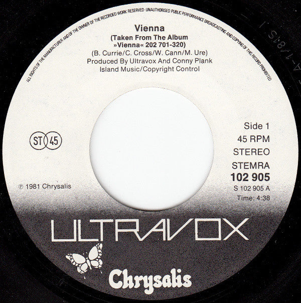 Ultravox : Vienna (7",45 RPM,Single,Stereo)