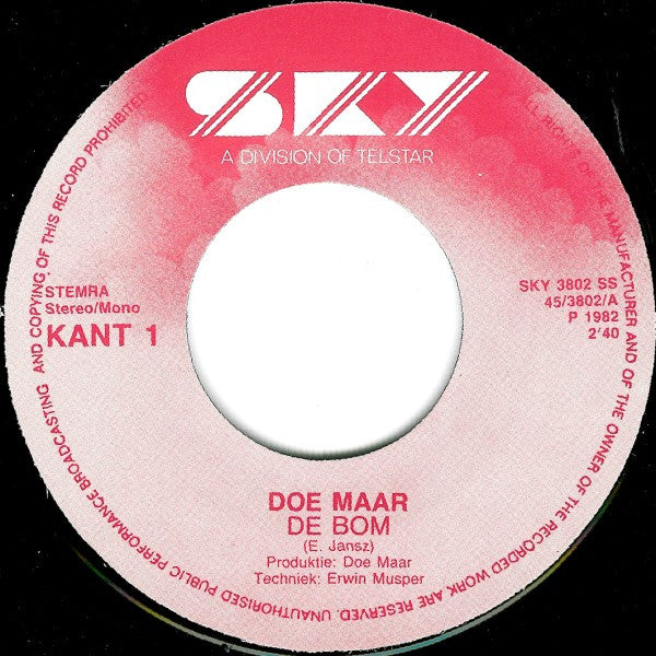 Doe Maar : De Bom (7",45 RPM,Single)