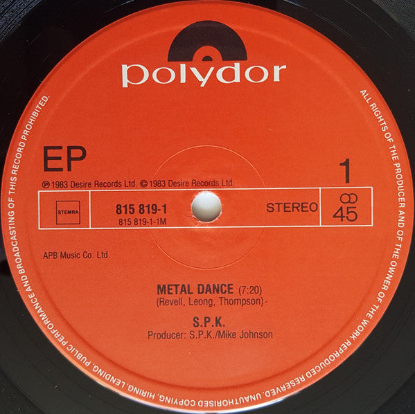 SPK : Metal Dance (12",45 RPM,Single,Stereo)