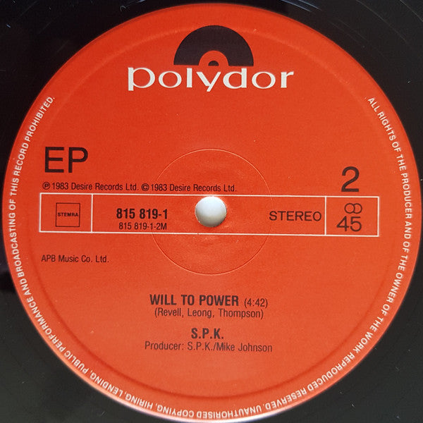 SPK : Metal Dance (12",45 RPM,Single,Stereo)