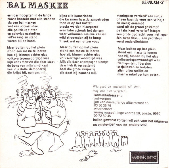 Vuile Mong & Zijn Vieze Gasten : Het Apekot / Bal Maskee / B.O.B. (7",Maxi-Single)