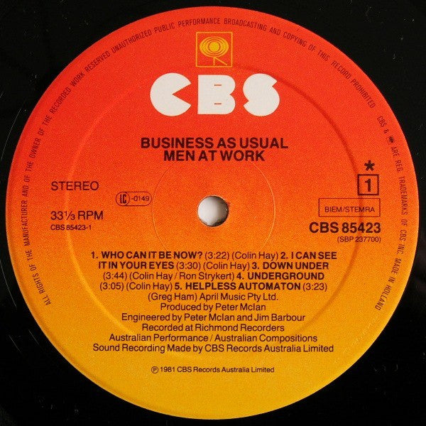 Men At Work : Business As Usual (LP,Album,Stereo)
