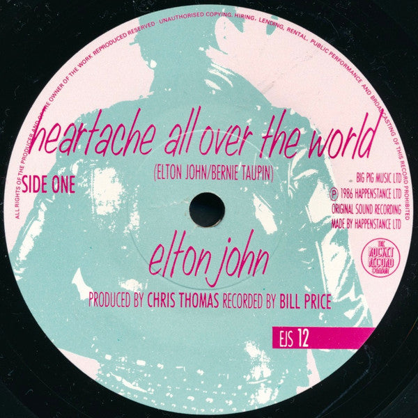 Elton John : Heartache All Over The World (7",45 RPM,Single)