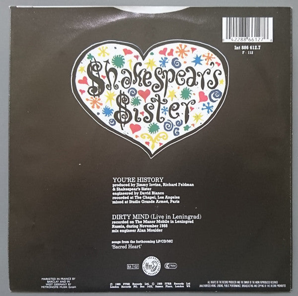 Shakespear's Sister : You're History (7",45 RPM,Single)
