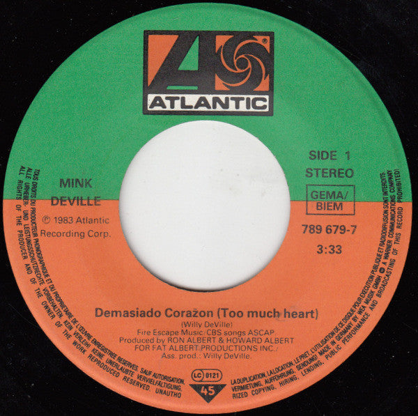 Mink DeVille : Demasiado Corazon (7",45 RPM,Single)