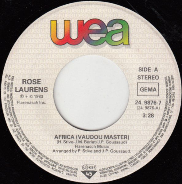 Rose Laurens : Africa (Voodoo Master) (7",Single,45 RPM)