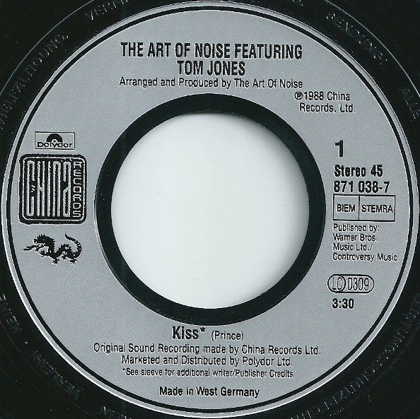 Art Of Noise, The Featuring Tom Jones : Kiss (7",45 RPM,Single)