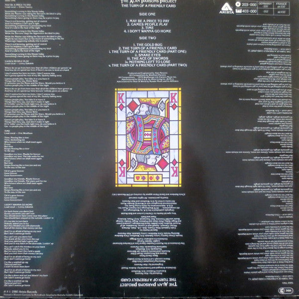 Alan Parsons Project, The : The Turn Of A Friendly Card (LP,Album)