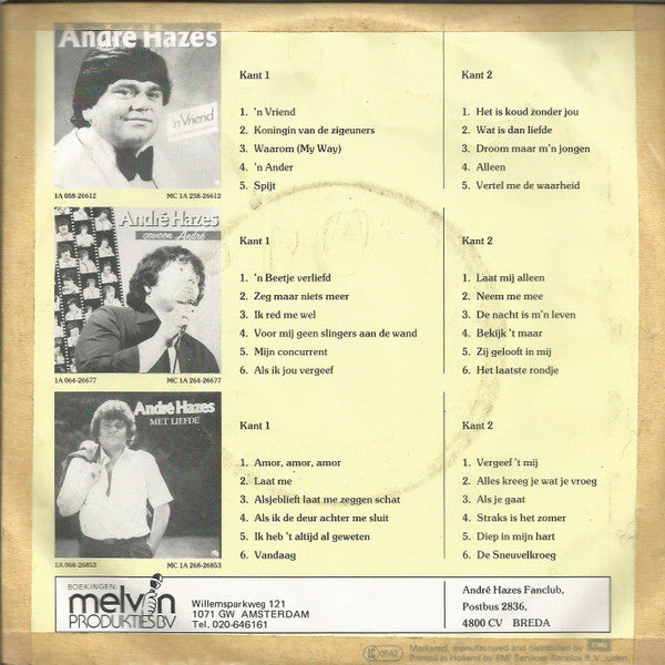 André Hazes : Zo Heb Ik Het Nooit Bedoeld (7",45 RPM,Single)