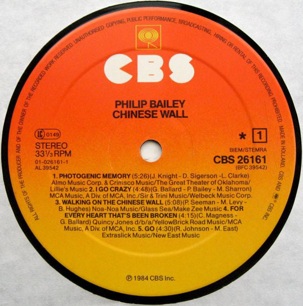 Philip Bailey : Chinese Wall (LP,Album)