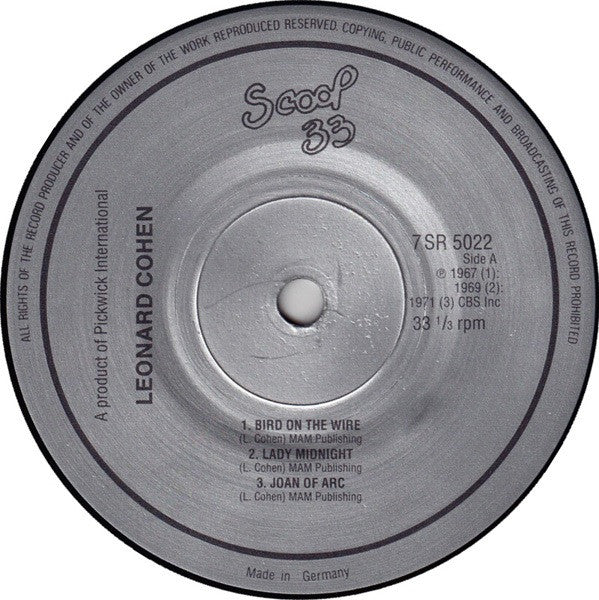 Leonard Cohen : Leonard Cohen (LP,7",Album,Compilation)