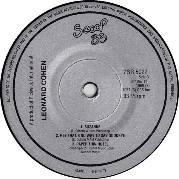 Leonard Cohen : Leonard Cohen (LP,7",Album,Compilation)