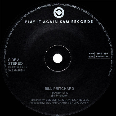 Bill Pritchard : Romance Sans Paroles (7",45 RPM,Single)