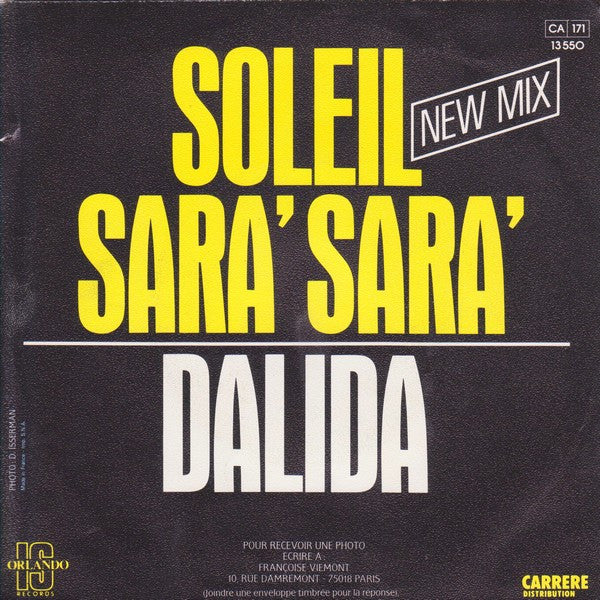 Dalida : Sarà Sarà / Soleil (New Mix) (7", Single)
