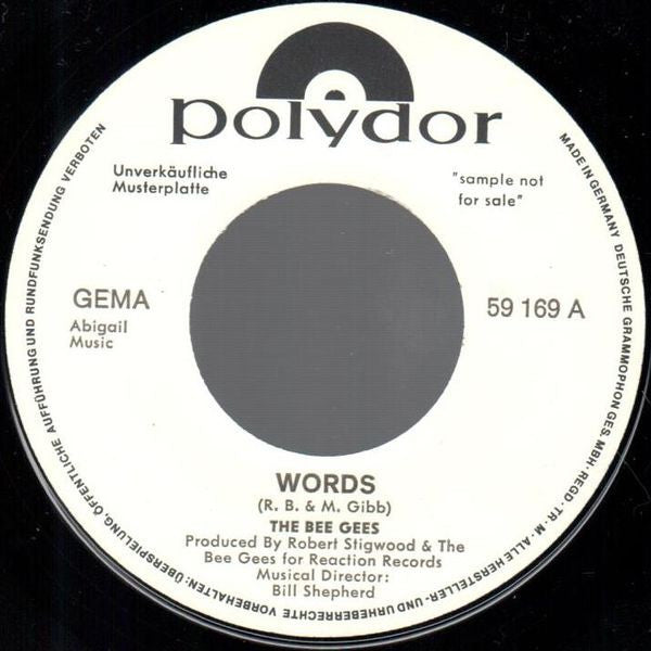 Bee Gees : Words (7",Single,Promo)