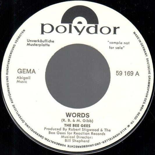 Bee Gees : Words (7",Single,Promo)