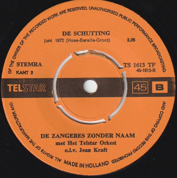 Zangeres Zonder Naam : Mandolinen In Nicosia (Het Lied V/d Druivenplukkers) (7",Single,45 RPM)