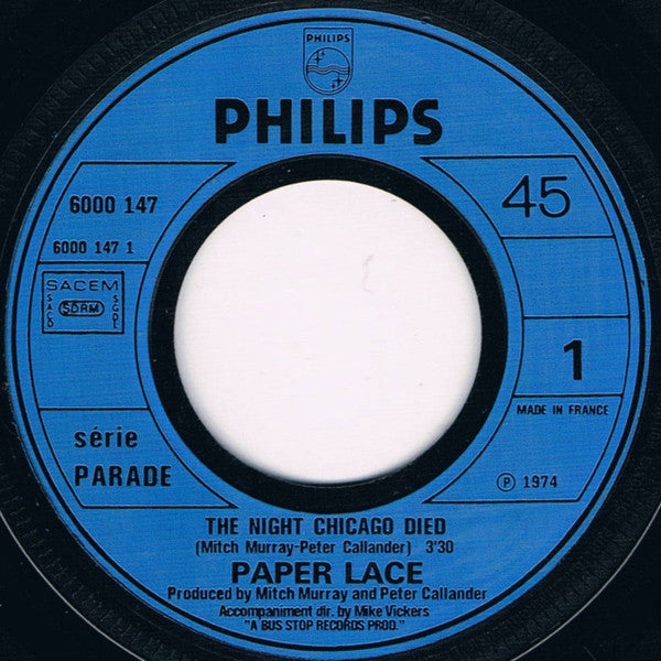 Paper Lace : The Night Chicago Died (7",45 RPM,Single)