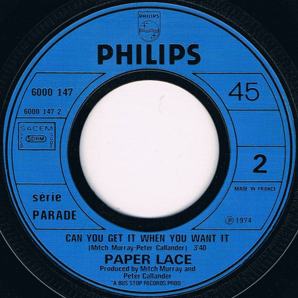 Paper Lace : The Night Chicago Died (7",45 RPM,Single)