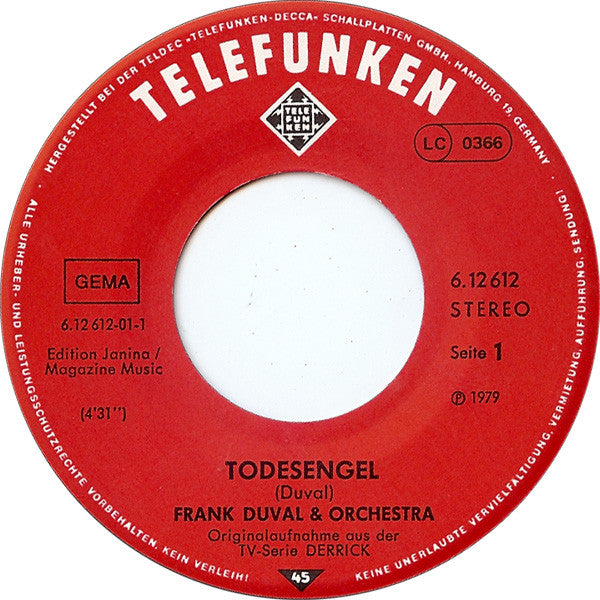 Frank Duval & Orchestra : Todesengel (7",45 RPM,Single)