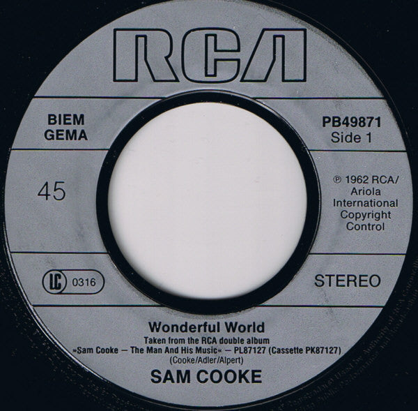Sam Cooke : Wonderful World (7",45 RPM,Single,Stereo)