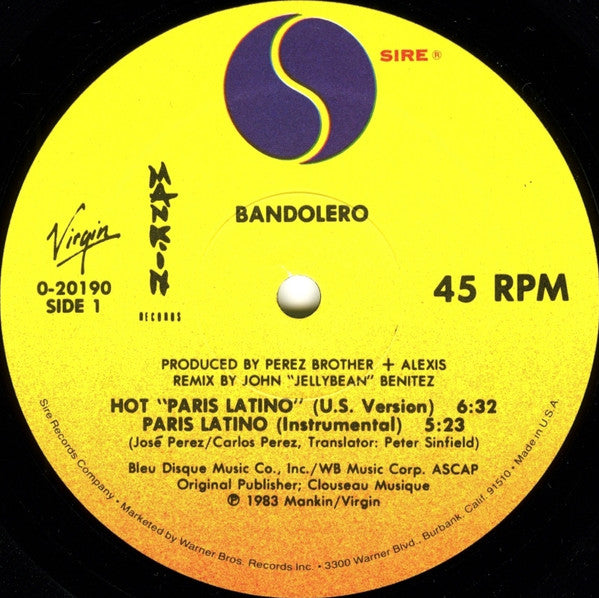 Bandolero : Hot "Paris Latino" (12",45 RPM,Maxi-Single)