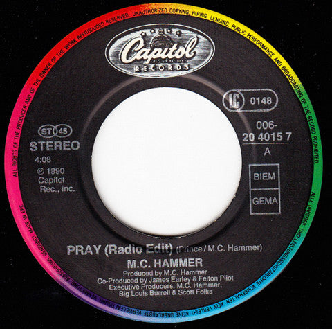 MC Hammer : Pray (7",45 RPM,Single)
