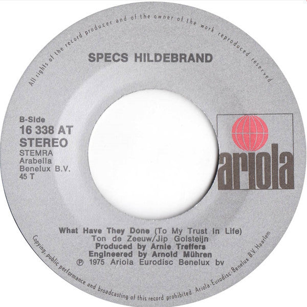 Specs Hildebrand : Manuel (7",45 RPM,Stereo)