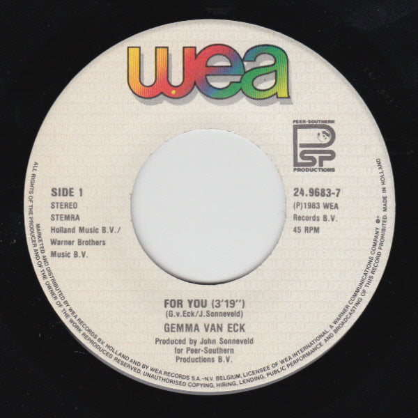 Gemma Van Eck : For You (7",45 RPM,Single)