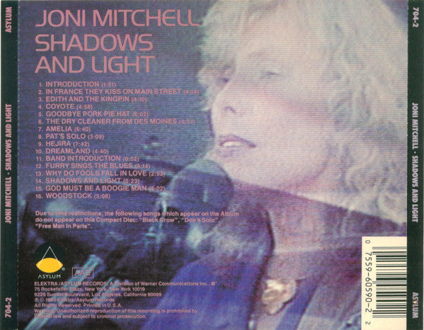 Joni Mitchell : Shadows And Light (Album,Reissue)