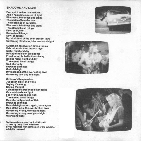Joni Mitchell : Shadows And Light (Album,Reissue)
