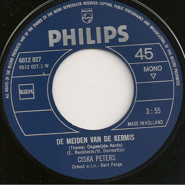 Ciska Peters : De Meiden Van De Kermis / Zigeunerjongen (7",45 RPM,Single,Mono)