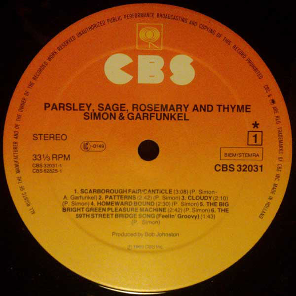 Simon & Garfunkel : Parsley, Sage, Rosemary And Thyme (LP,Album,Reissue)
