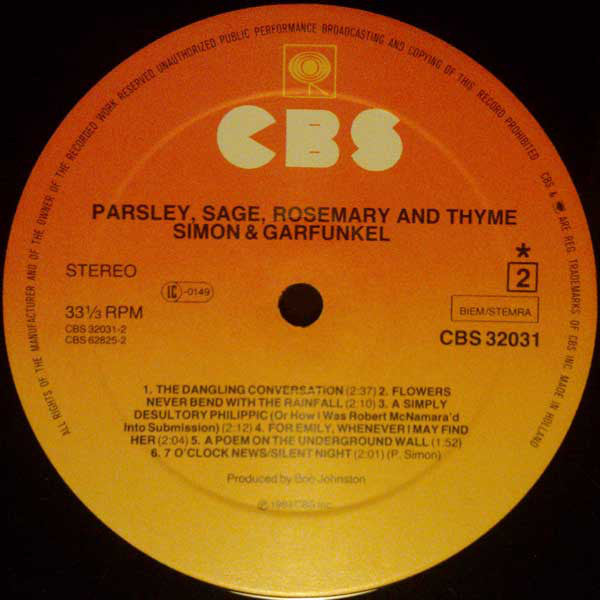 Simon & Garfunkel : Parsley, Sage, Rosemary And Thyme (LP,Album,Reissue)