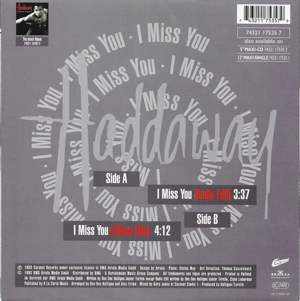 Haddaway : I Miss You (7",45 RPM,Single)