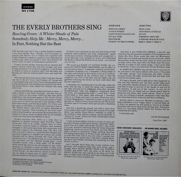 Everly Brothers : The Everly Brothers Sing (LP,Album,Stereo)