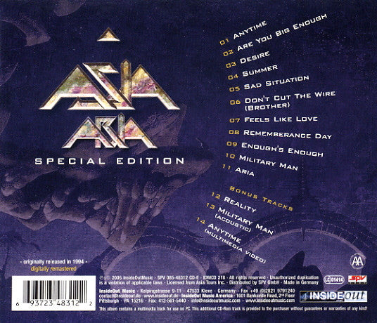 Asia (2) : Aria (Album,Enhanced,Reissue,Remastered,Special Edition)