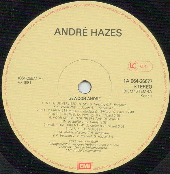 André Hazes : Gewoon André (LP,Album)