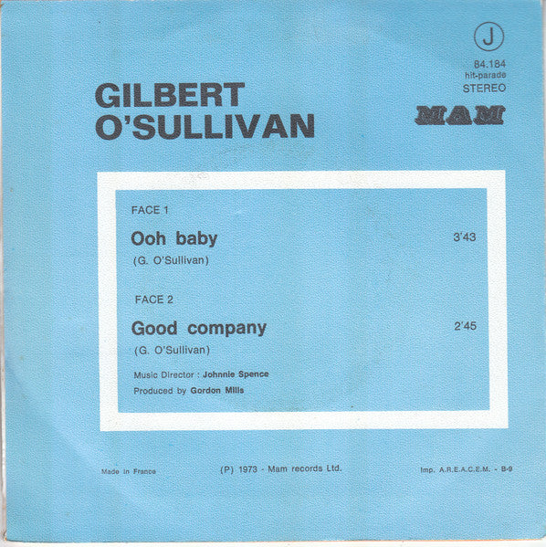 Gilbert O'Sullivan : Ooh Baby (7",45 RPM,Single)