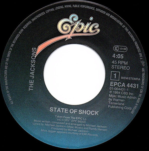 Jacksons, The : State Of Shock (7",45 RPM,Single,Stereo)