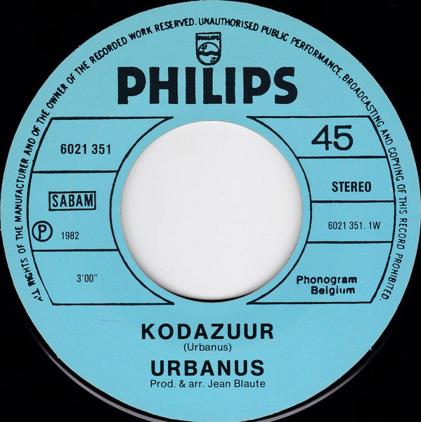 Urbanus : Kodazuur (7",45 RPM,Single,Stereo)