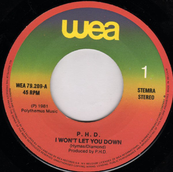 Ph.D. : I Won't Let You Down (7",Single,45 RPM)