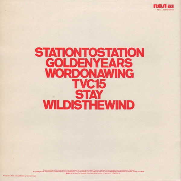 David Bowie : Station To Station (LP,Album,Stereo)