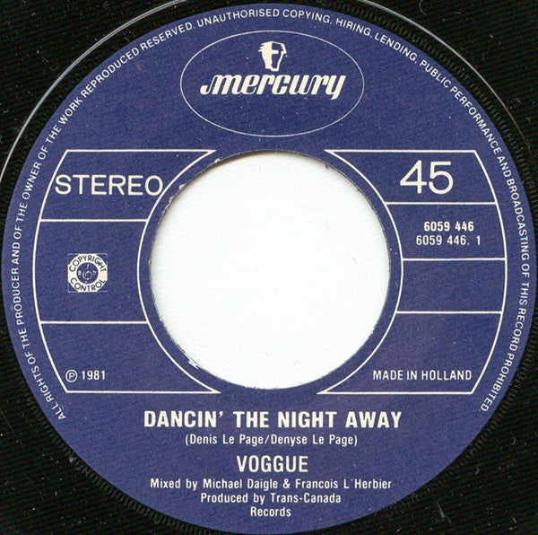 Voggue : Dancin' The Night Away (7",45 RPM,Single)