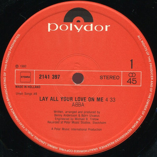 ABBA : Lay All Your Love On Me (12",45 RPM)