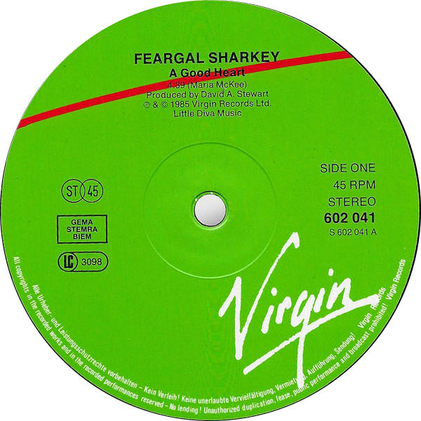 Feargal Sharkey : A Good Heart (12",45 RPM,Single)