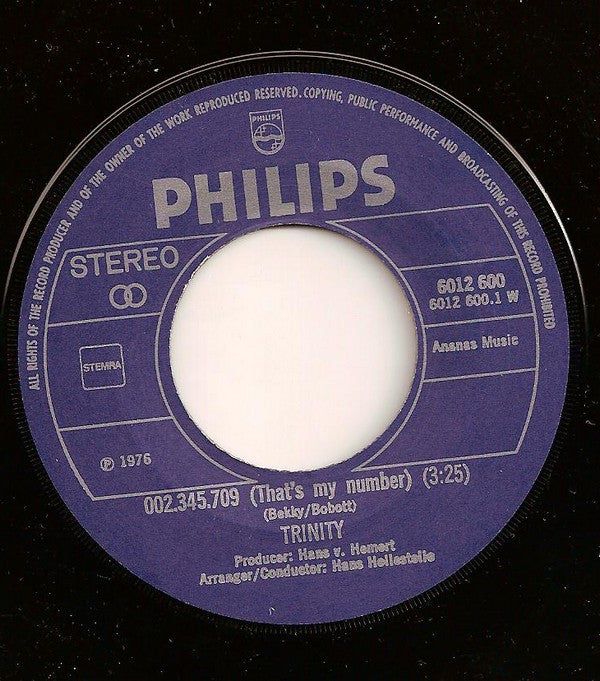 Trinity (14) : 002.345.709 (That's My Number) (7",Single,45 RPM)