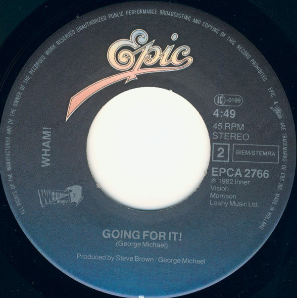 Wham! : Young Guns (Go For It) (7",45 RPM,Single,Stereo)